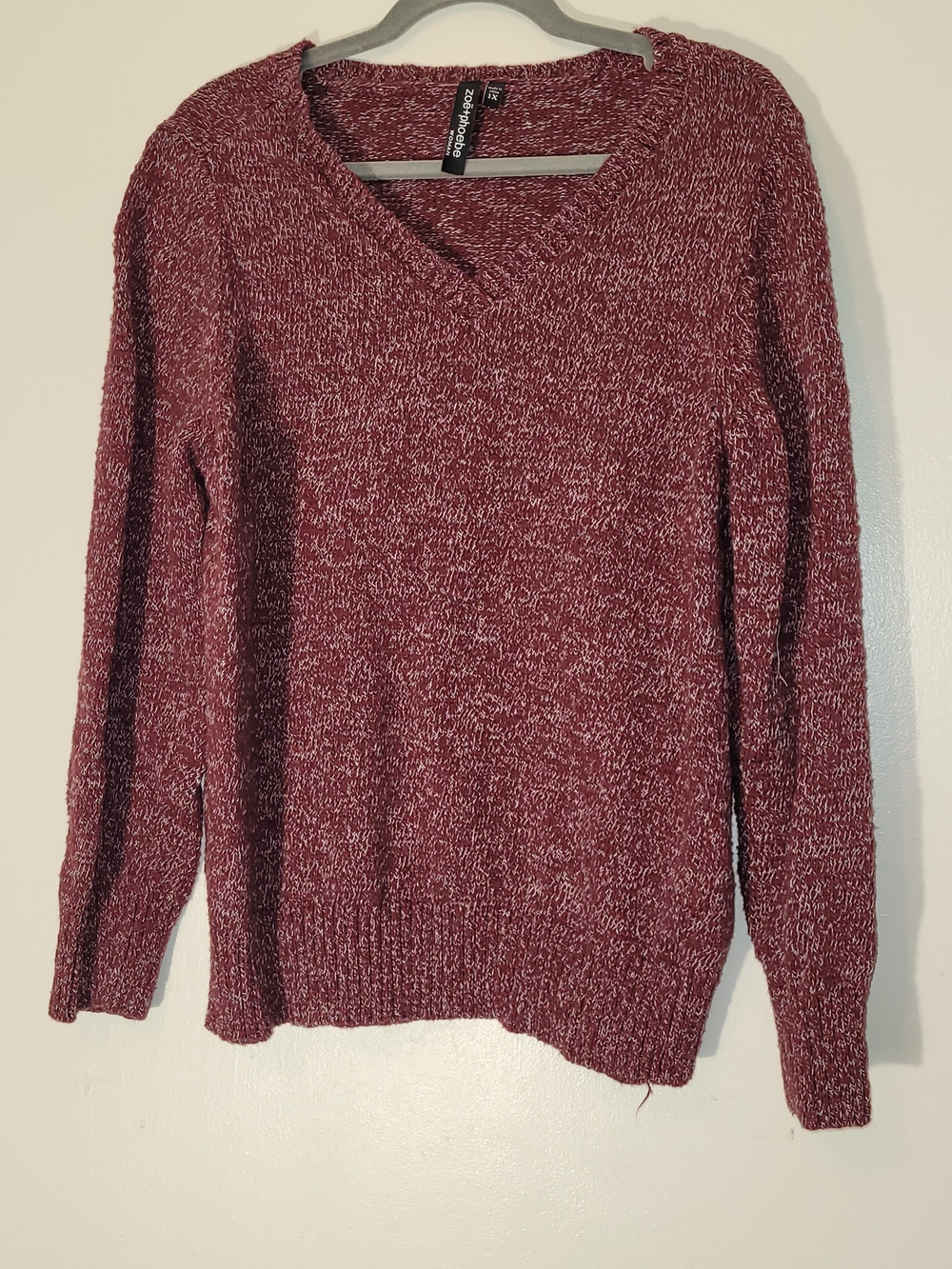 Marled Wine V-Neck Sweater